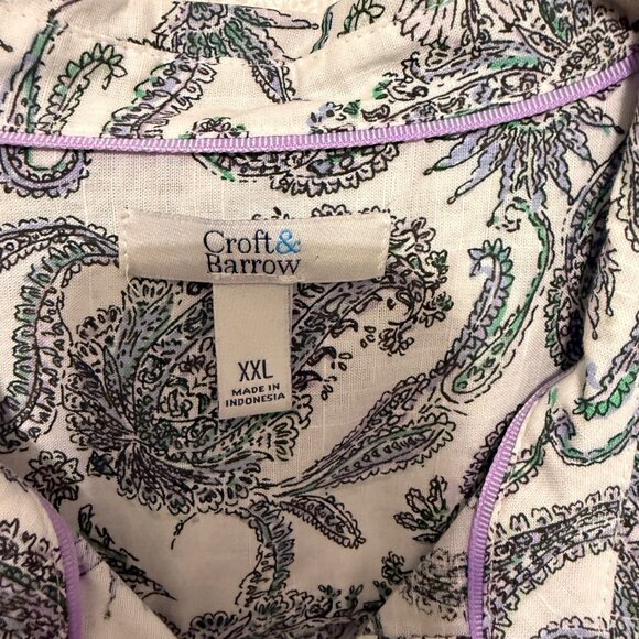 Croft & Barrow Button Up Shirt White Purple Black Paisley Womans XXL - Picture 4 of 7